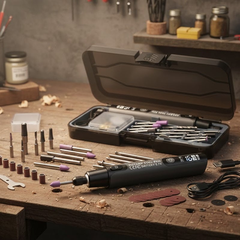 Mini Electric Rotary Tool Set with LED Light & Digital Display