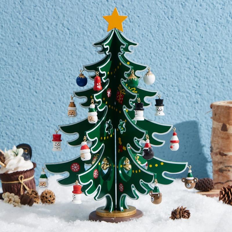 24 Days Countdown Calendar with Christmas Tree 24 PCS Ornaments