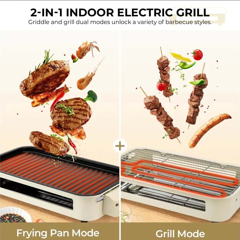 Indoor Smokeless Grill, Non-Stick Cooking Removable Plate