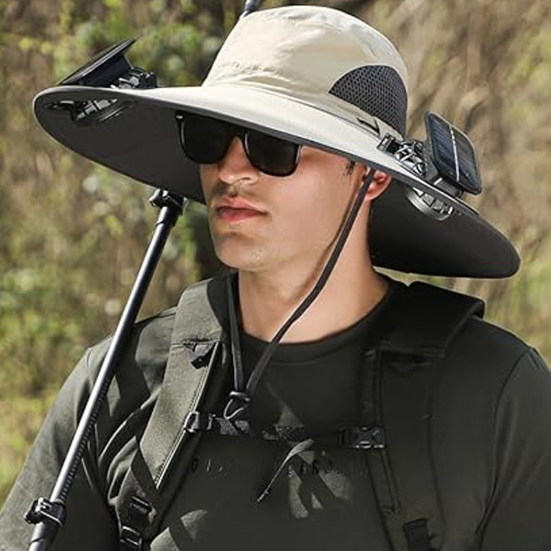 Dual Fan Sun Hat with Solar Charging