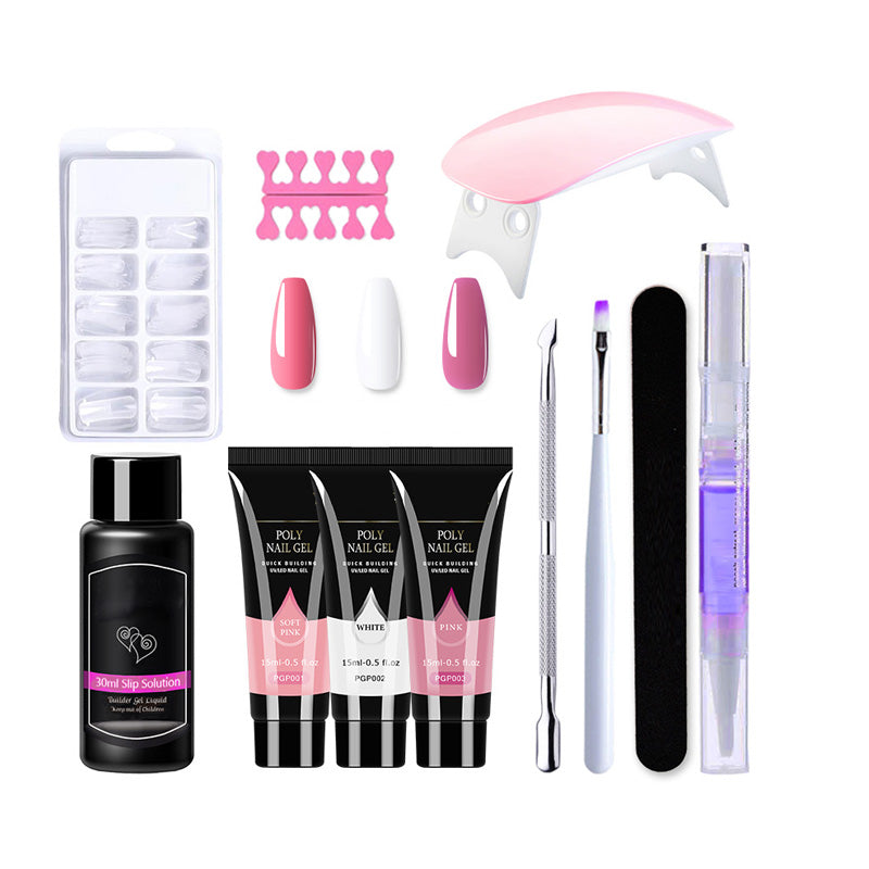 Long-lasting Poly Nail Gel Kit with UV Lamp