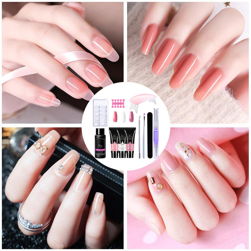 Long-lasting Poly Nail Gel Kit with UV Lamp