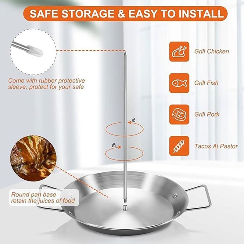 Stainless steel vertical screw grill pan