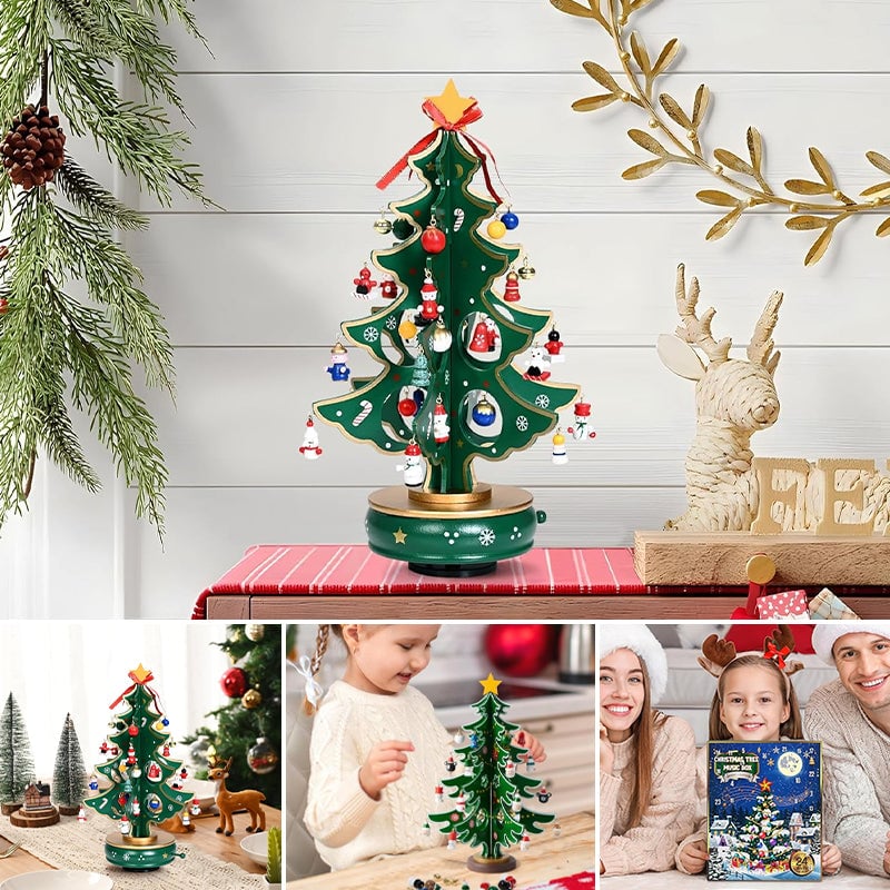 24 Days Countdown Calendar with Christmas Tree 24 PCS Ornaments