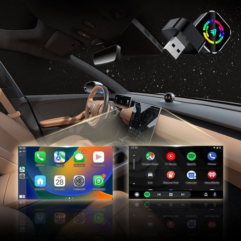 2-in-1 Adapter: Wireless CarPlay & Android Auto