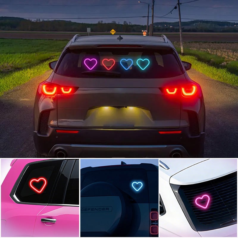 Solar-Powered Heart Neon Ambient Light for Car Rear Window