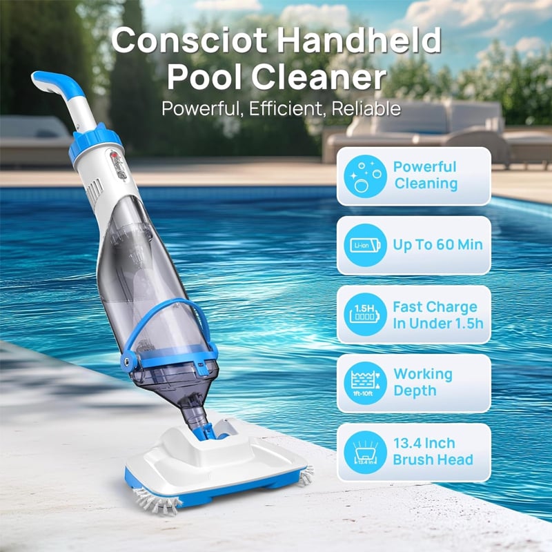 3-in-1 Cordless Rechargeable Powerful Motor Swimming Pool Vacuum Cleaner