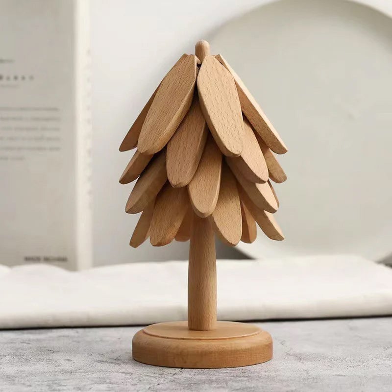 👍A tree Solid Wood Insulation Placemat