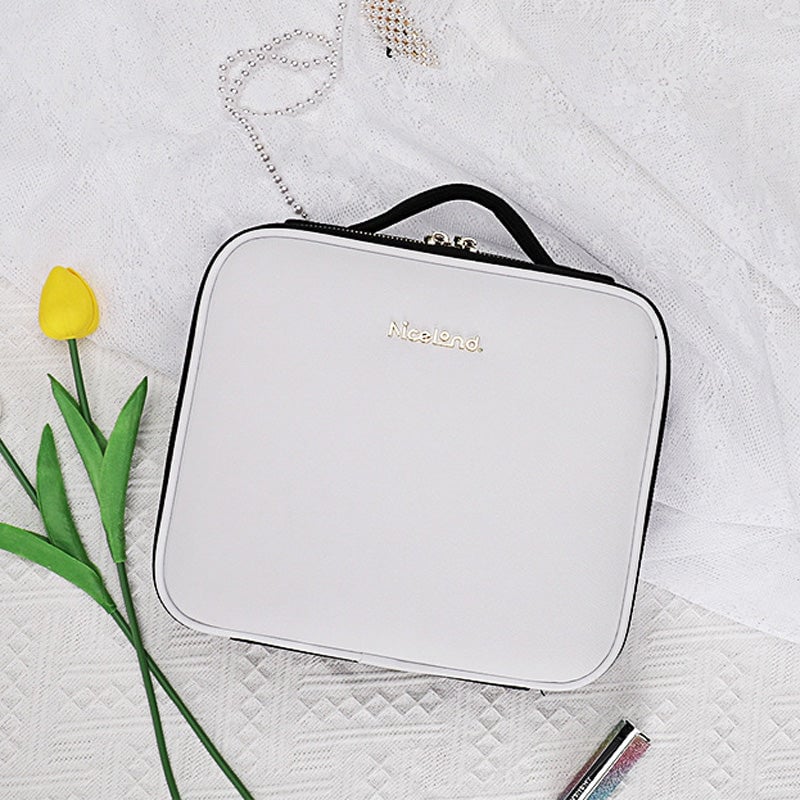 Travel Makeup Case with LED Mirror and Adjustable Dividers