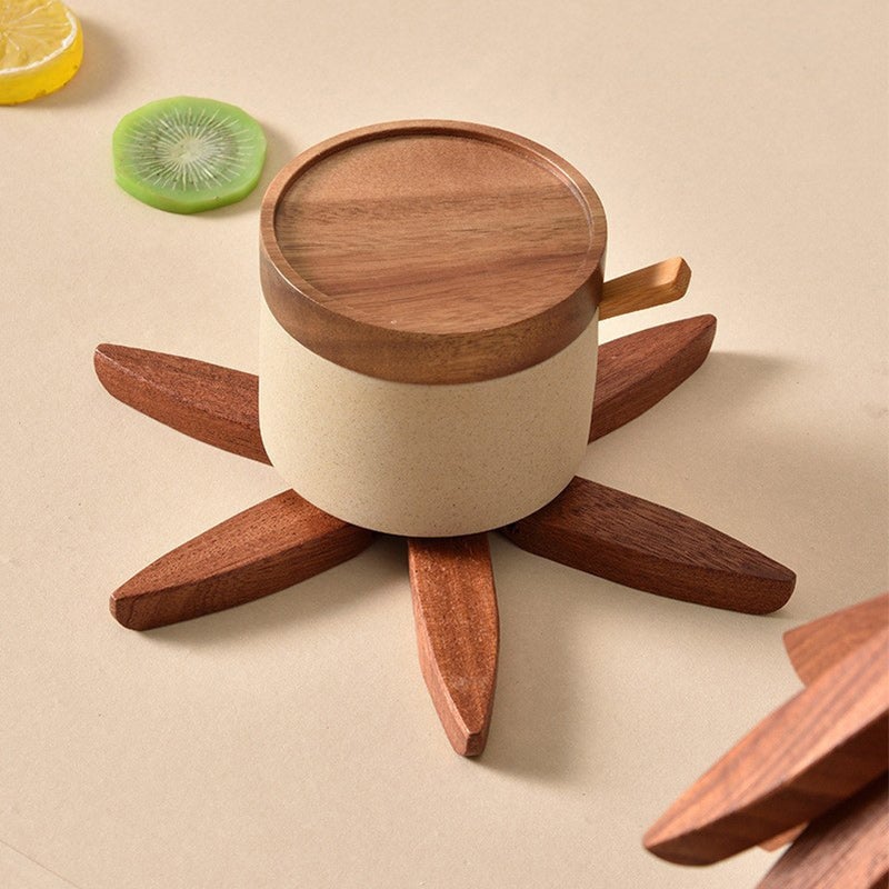 Wooden Leaves Design Coaster