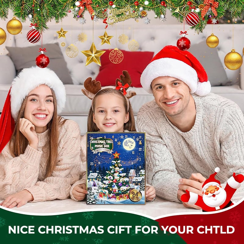 24 Days Countdown Calendar with Christmas Tree 24 PCS Ornaments