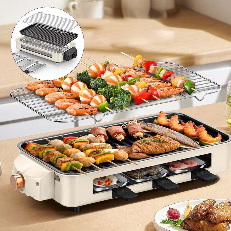 Indoor Smokeless Grill, Non-Stick Cooking Removable Plate