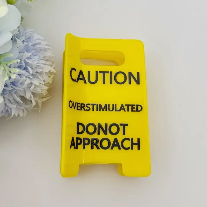 Caution Overstimulated Sign Hair Claw Clip