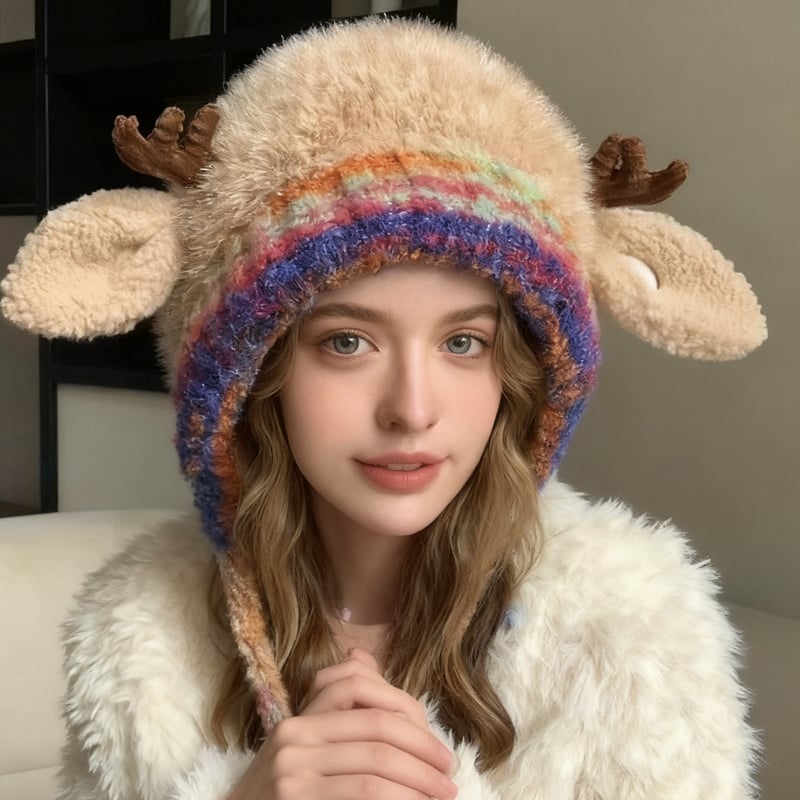 Cute Christmas Antler Beanie Hat