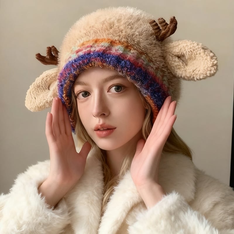 Cute Christmas Antler Beanie Hat