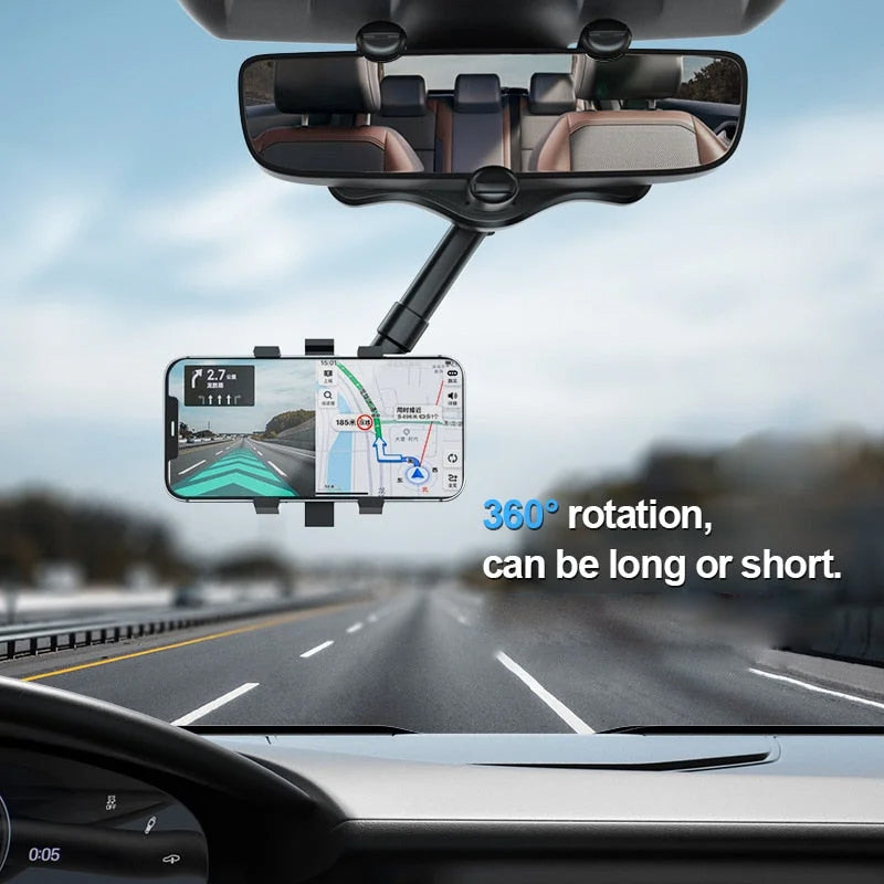 Multifunctional 360° Car Rearview Mirror Phone Holder