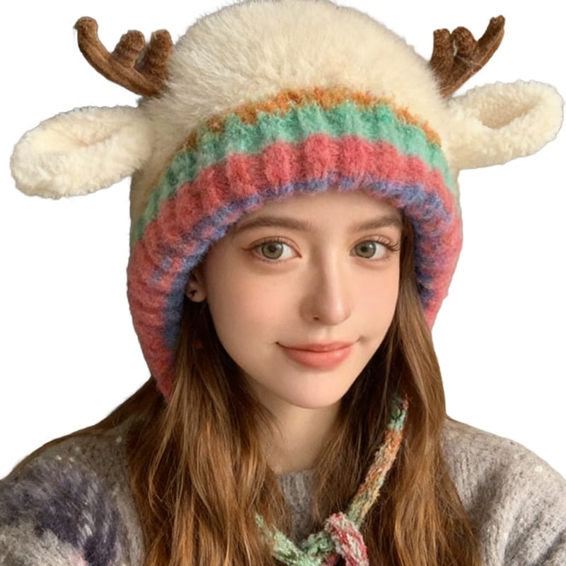 Cute Christmas Antler Beanie Hat