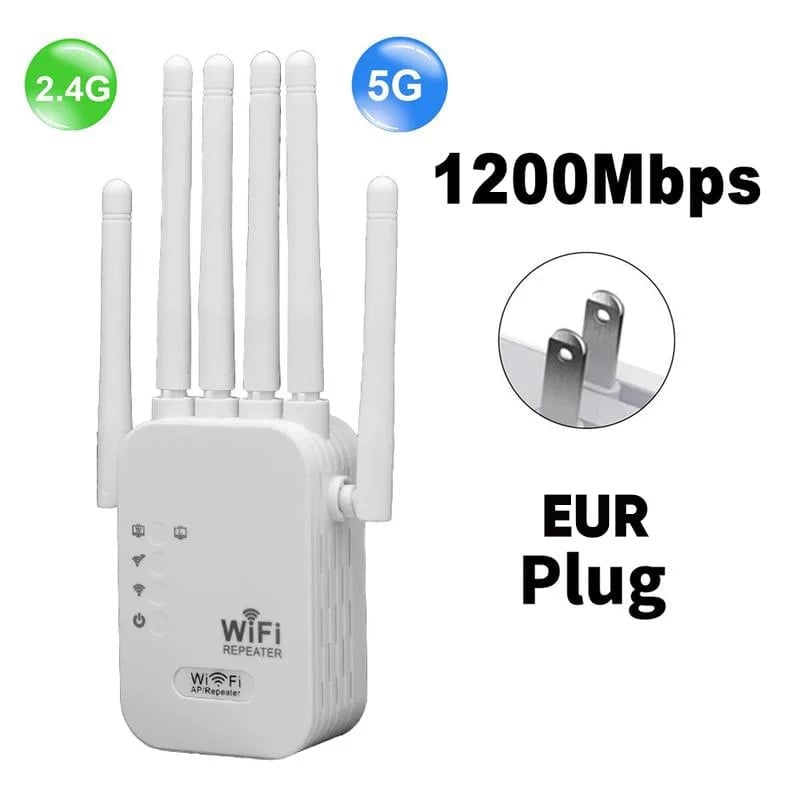 Upgraded 6-Antenna WiFi Extender 1200Mbps
