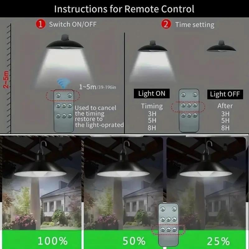 Dual-Head Solar Pendant Light