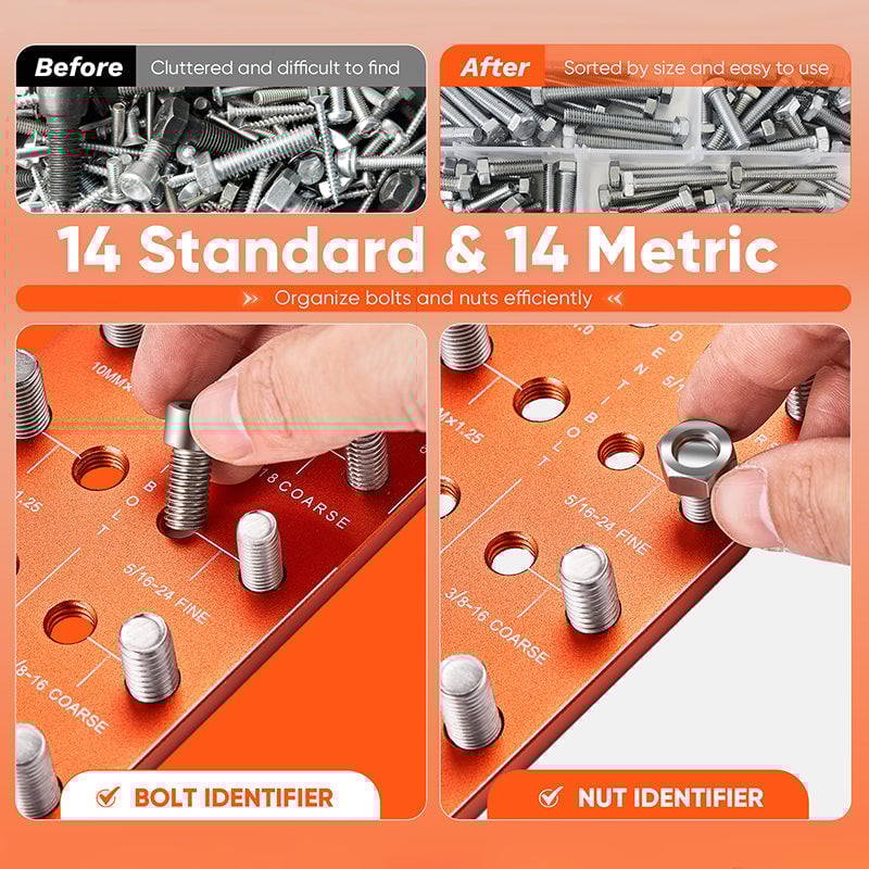 Universal Thread Identifier Tool - SAKER® Nut and Bolt Thread Checker