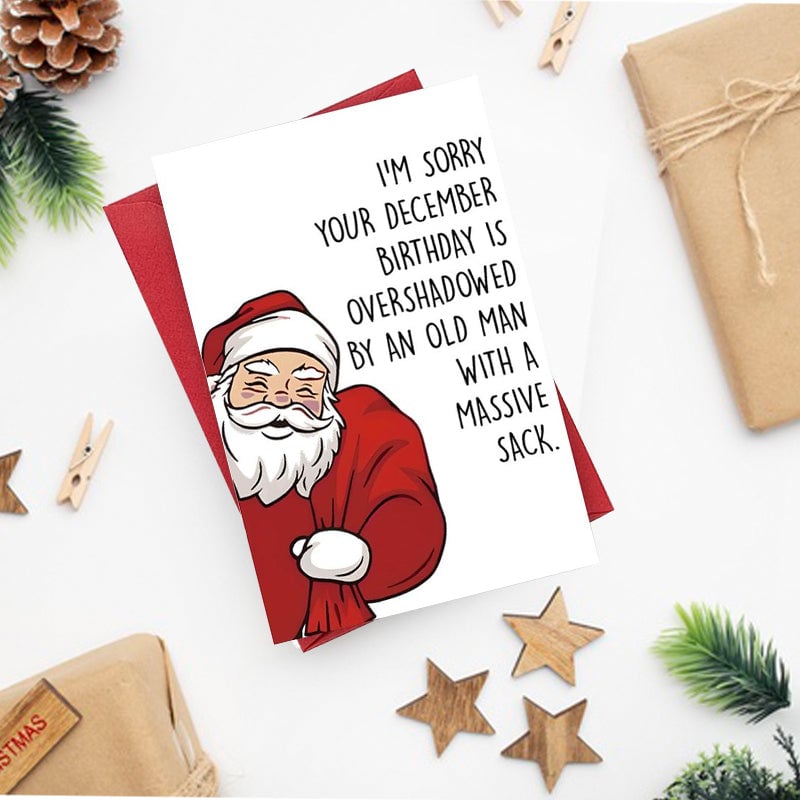 Cartoon Santa Claus Birthday Card