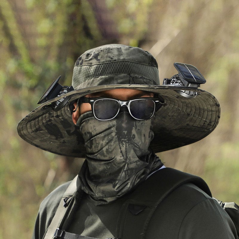 🔥Father's Day Sale - Wide Brim Solar Fan Outdoor Fishing Hat-Solar & USB Charging