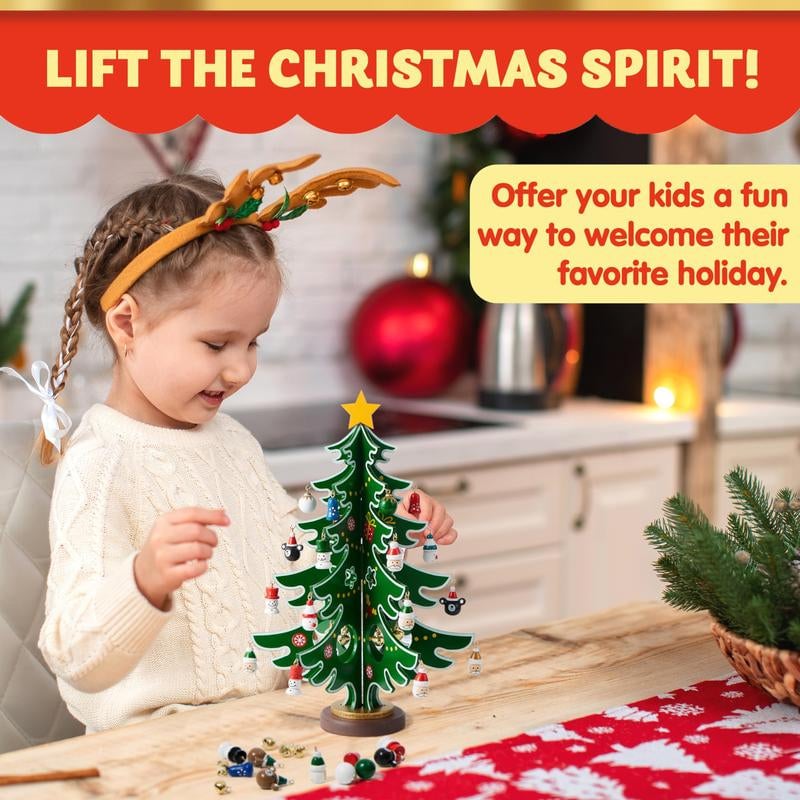 24 Days Countdown Calendar with Christmas Tree 24 PCS Ornaments