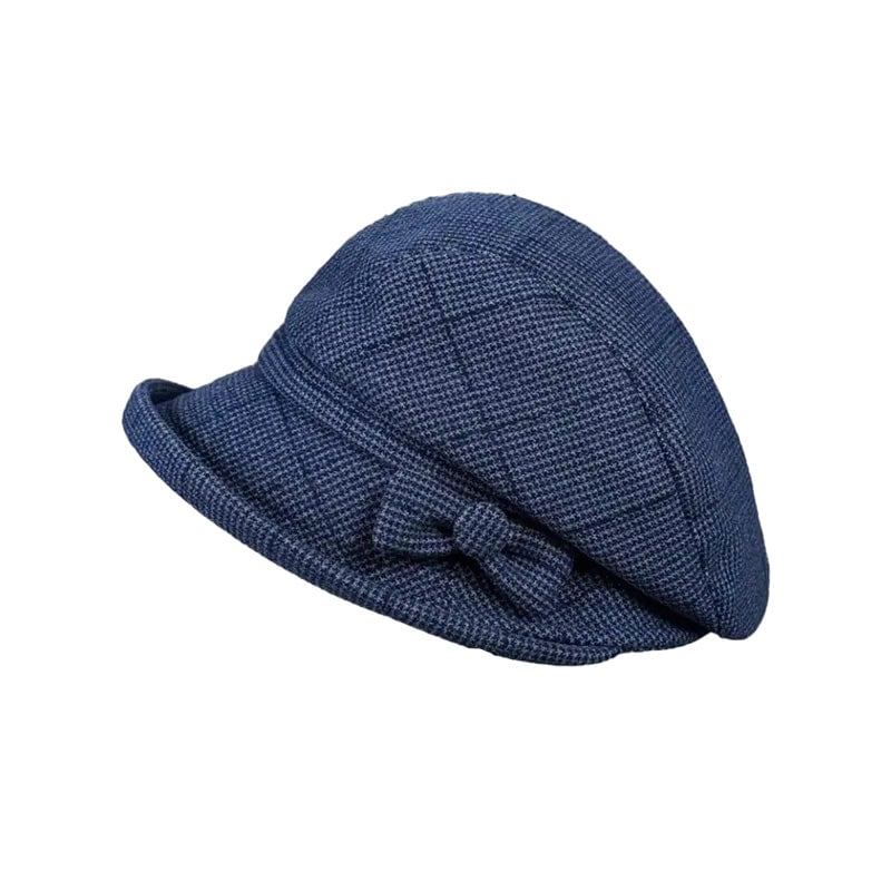 Women's Elegant Plaid Pattern Bow Decor Beret
