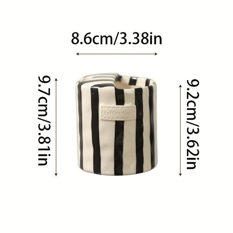 Retro Striped Hand-Painted Ceramic Mug