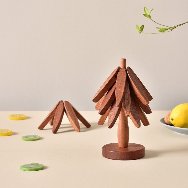 👍A tree Solid Wood Insulation Placemat