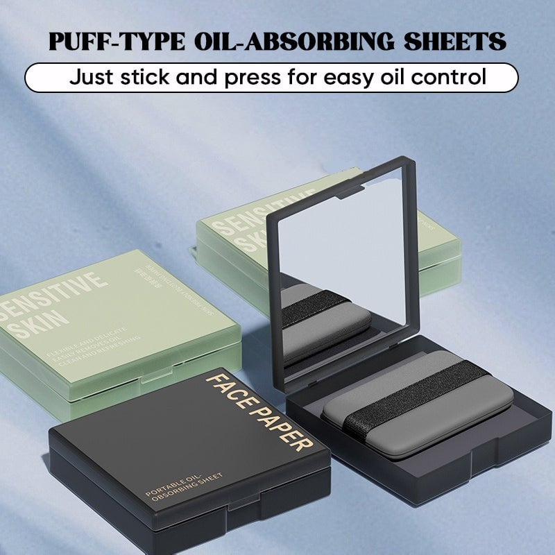 Oil Blotting Sheets for Face with Mirror & Puff