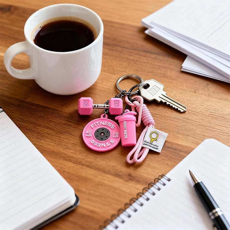 Creative Mini Gym Barbell Plate Keychain