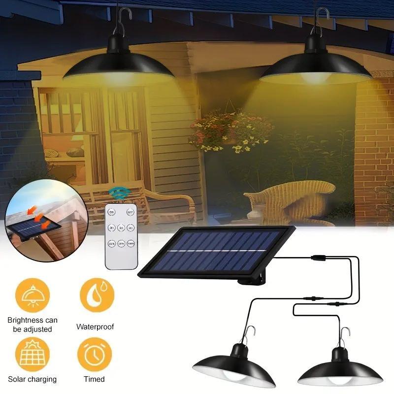 Dual-Head Solar Pendant Light