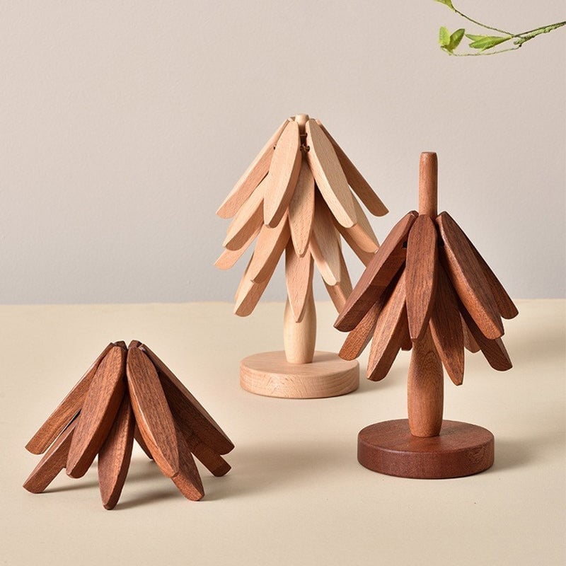 👍A tree Solid Wood Insulation Placemat