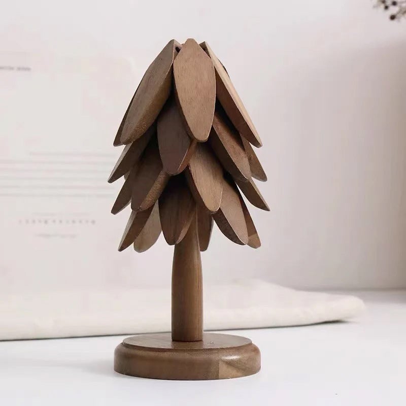 👍A tree Solid Wood Insulation Placemat