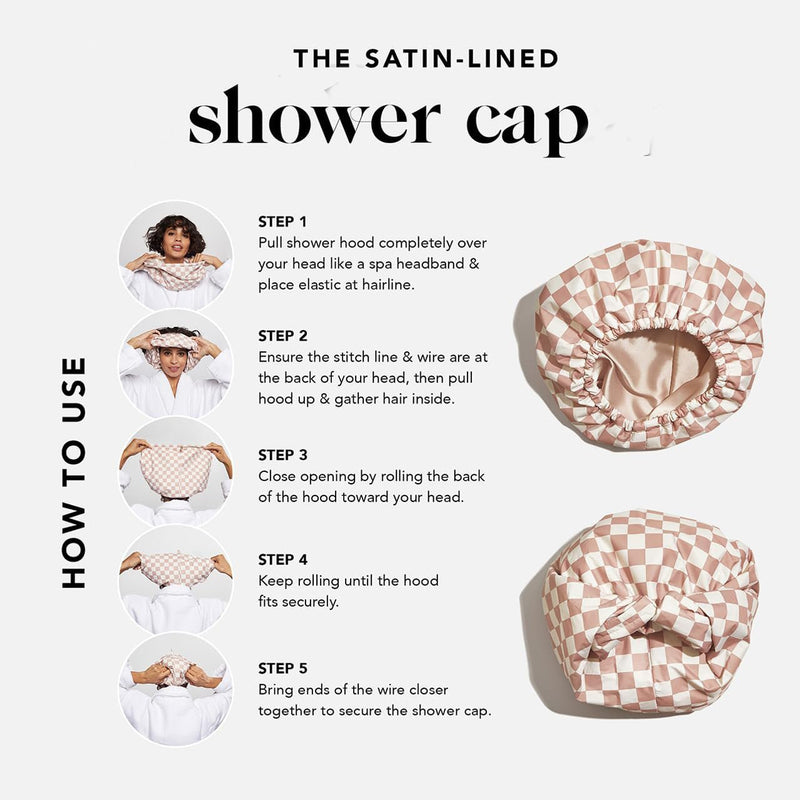 Sakerplus® Satin Lined Luxury Shower Cap