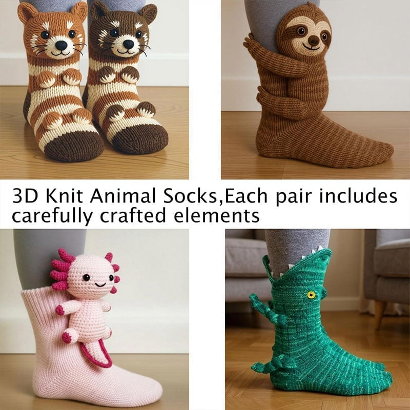 3D Knitted Animal Socks