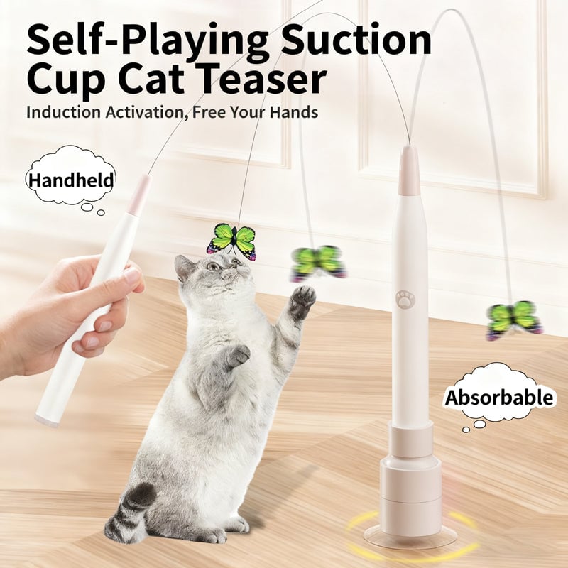 Suction Cup Butterfly Electric Cat Teaser Wand
