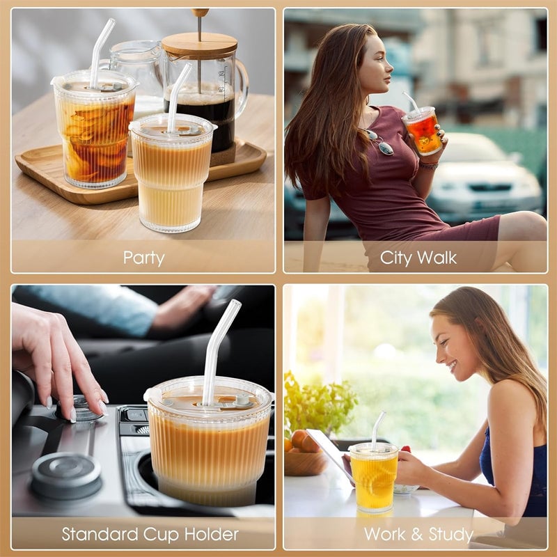 Vertical Stripe Fashion Glass Coffee Cup