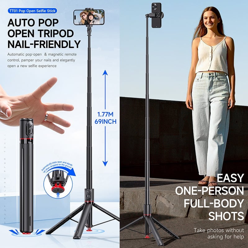 TT01 Extendable Bluetooth Selfie Stick Tripod