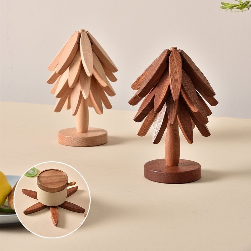 👍A tree Solid Wood Insulation Placemat