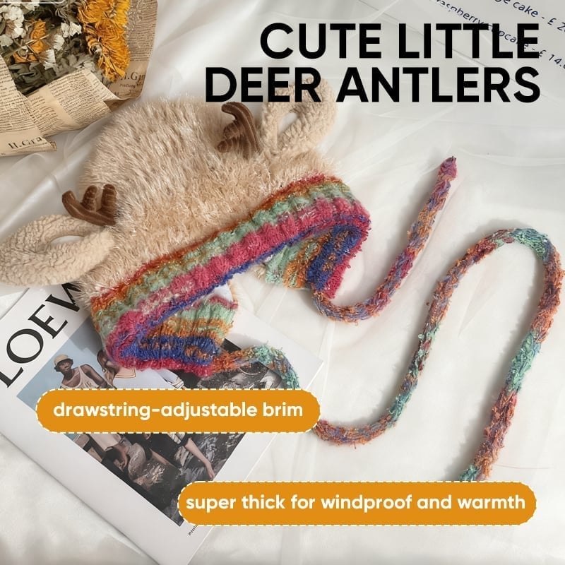Cute Christmas Antler Beanie Hat