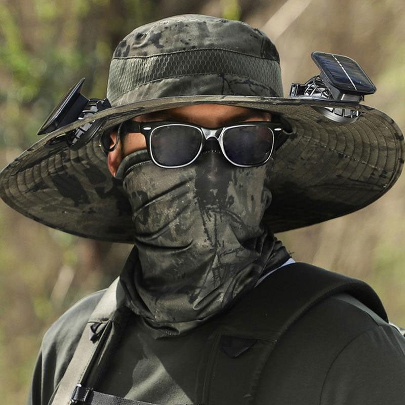 🔥Father's Day Sale - Wide Brim Solar Fan Outdoor Fishing Hat-Solar & USB Charging