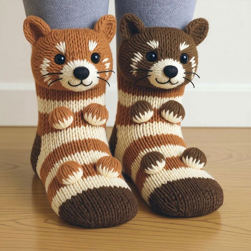 3D Knitted Animal Socks