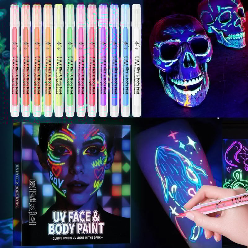 UV Neon Face Paint Markers 12 Colors