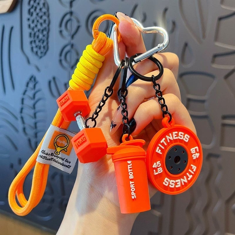 Creative Mini Gym Barbell Plate Keychain