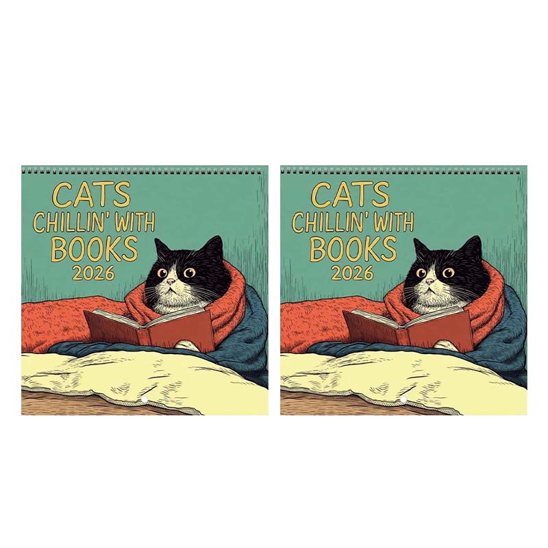 Cats Chillin' with Books 2026 Wall Calendar
