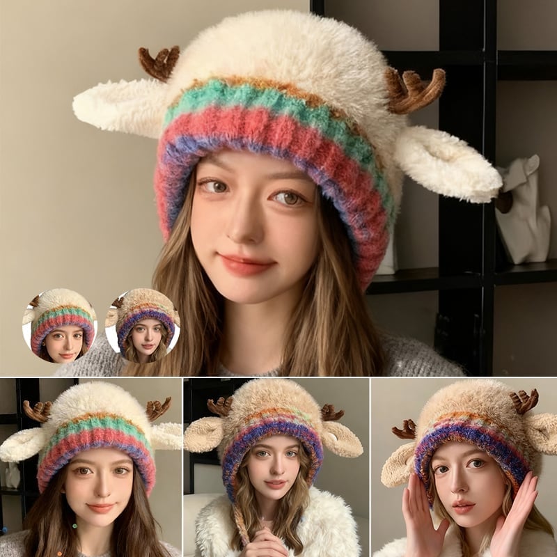 Cute Christmas Antler Beanie Hat