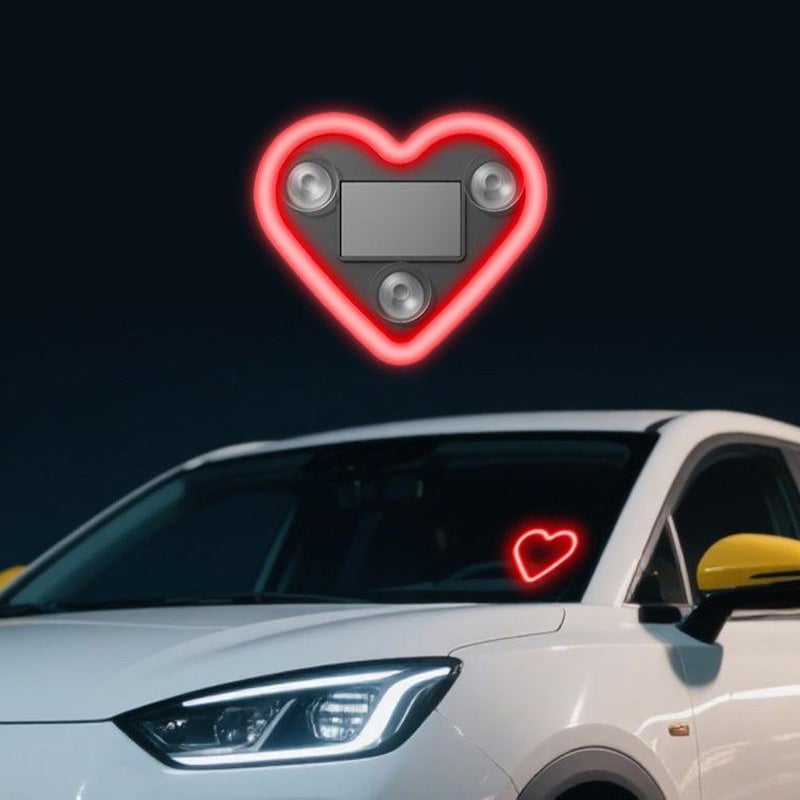 Solar-Powered Heart Neon Ambient Light for Car Rear Window