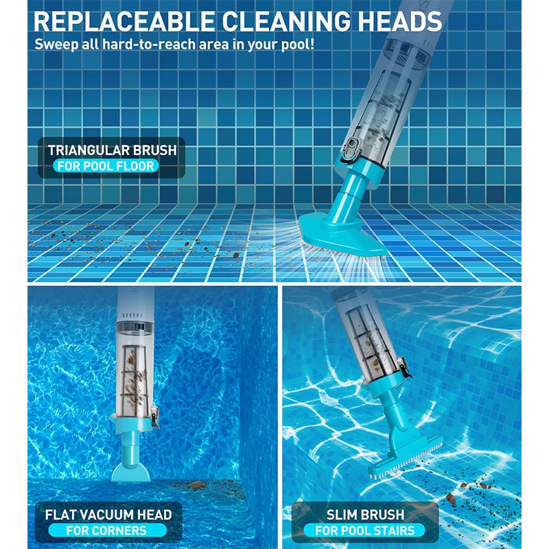 US Standard - 3in1Cordless Rechargeable Powerful Motor Swimming Pool Vacuum Cleaner